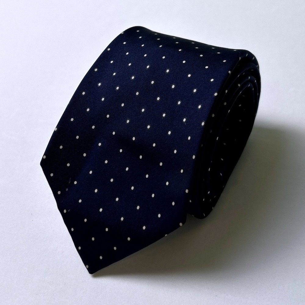 Bill Blass Mens VTG Silk Polka Dot Classic Necktie 57" Long 3.25" Wide Navy Blue